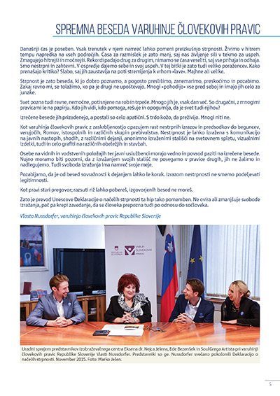 Spremna beseda Varuhinje človekovih pravic Vlaste Nussdorfer za Deklaracijo o načelih strpnosti